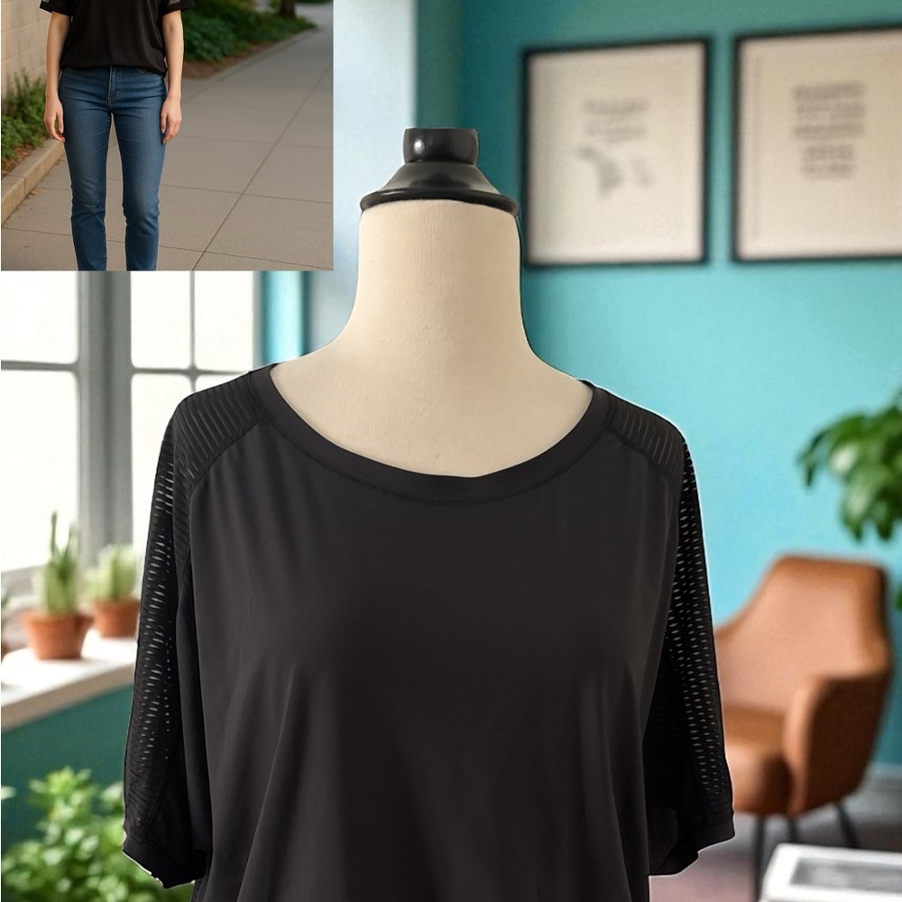 Lululemon Athleisure Mesh Back Side Cinch Drop Shoulder Casual Top Unknown Size